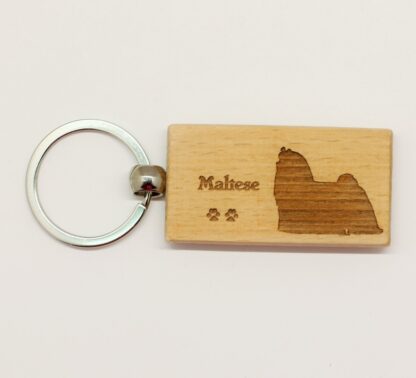 Maltese Wood Keychain