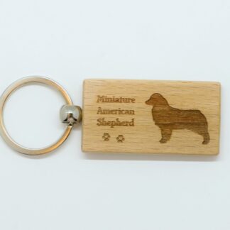 Miniature American Shepherd Wood Keychain