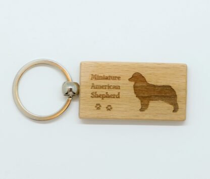 Miniature American Shepherd Wood Keychain