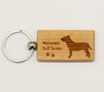 Miniature Bull Terrier Wood Keychain