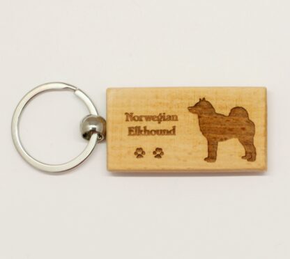 Norwegian Elkhound Wood Keychain