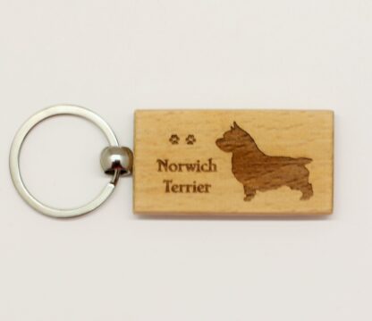 Norwich Terrier Wood Keychain