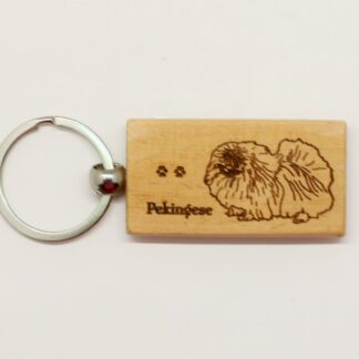 Pekingese Wood Keychain