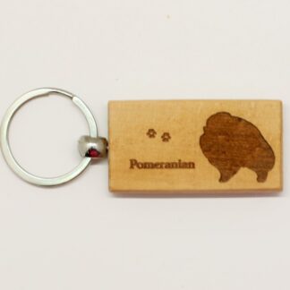 Pomeranian Wood Keychain