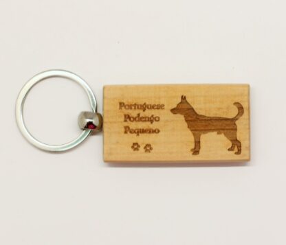 Portuguese Podengo Pequeno Wood Keychain