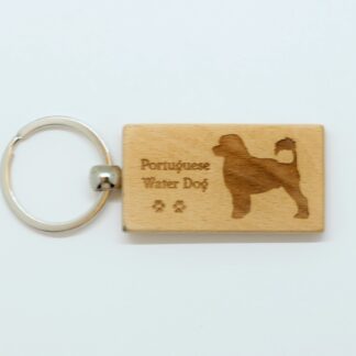 Portuguese Water Dog Wood Keychain