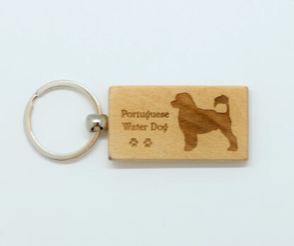 Portuguese Water Dog Wood Keychain