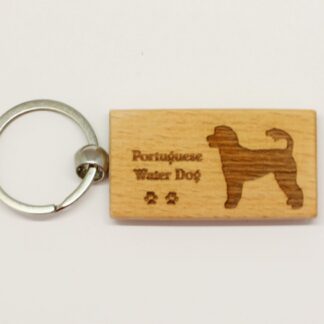 Portuguese Water Dog Wood Keychain