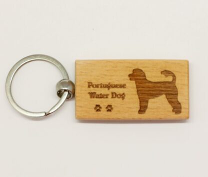 Portuguese Water Dog Wood Keychain