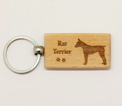 Rat Terrier Wood Keychain