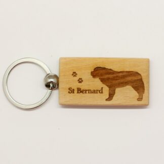 Saint Bernard Wood Keychain