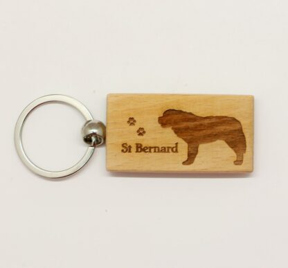 Saint Bernard Wood Keychain