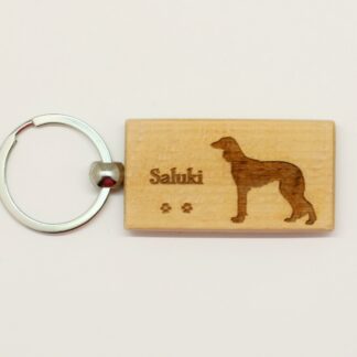 Saluki Wood Keychain