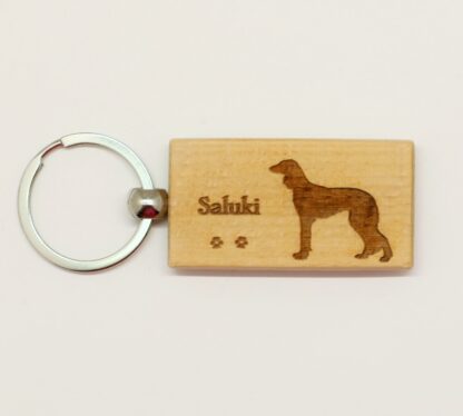 Saluki Wood Keychain