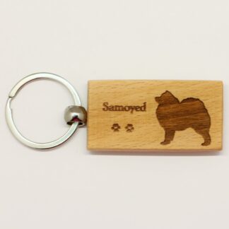 Samoyed Wood Keychain