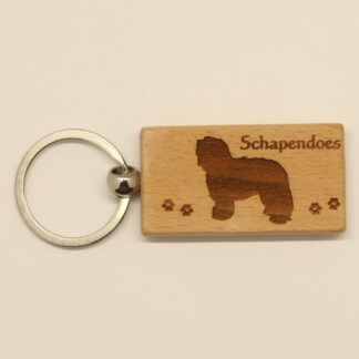 Schapendoes Wood Keychain