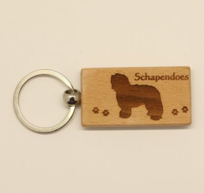 Schapendoes Wood Keychain