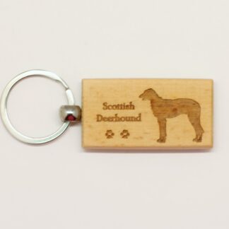 Scottish Deerhound Wood Keychain