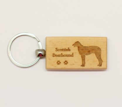 Scottish Deerhound Wood Keychain