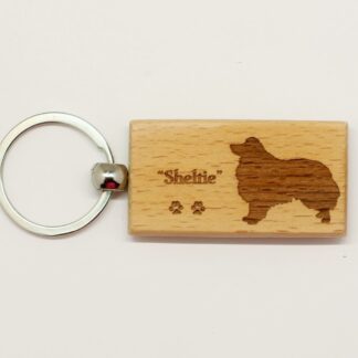 Shetland Sheepdog Wood Keychain