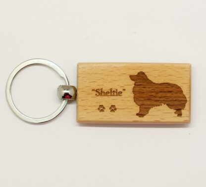 Shetland Sheepdog Wood Keychain