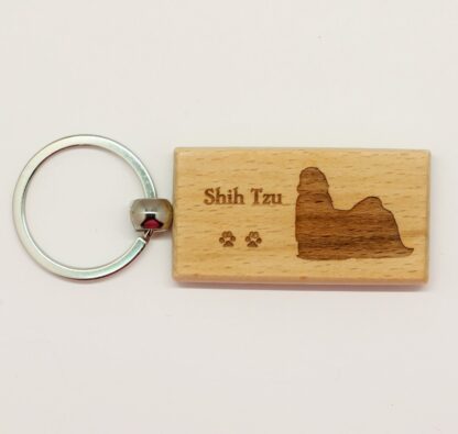 Shih Tzu Wood Keychain