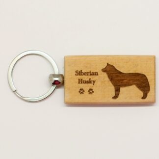 Siberian Husky Wood Keychain