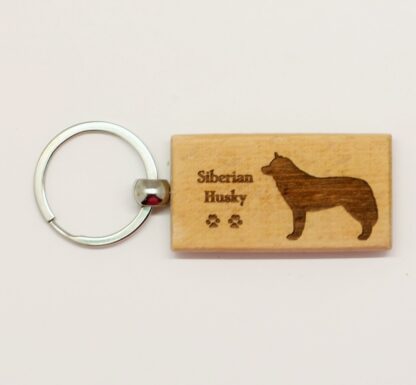 Siberian Husky Wood Keychain