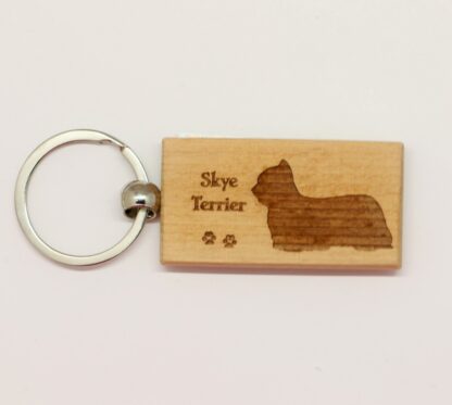 Skye Terrier Wood Keychain