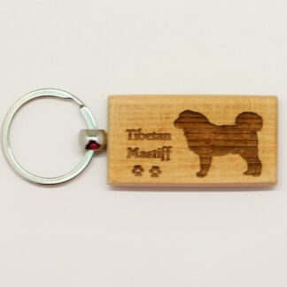 Tibetan Mastiff Wood Keychain