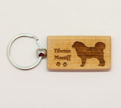 Tibetan Mastiff Wood Keychain