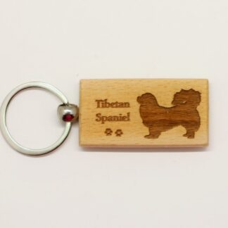 Tibetan Spaniel Wood Keychain