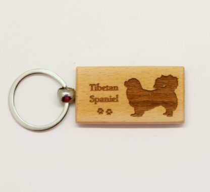 Tibetan Spaniel Wood Keychain