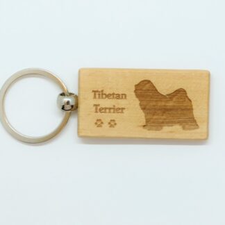 Tibetan Terrier Wood Keychain