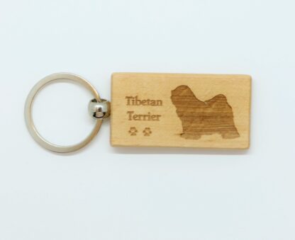 Tibetan Terrier Wood Keychain