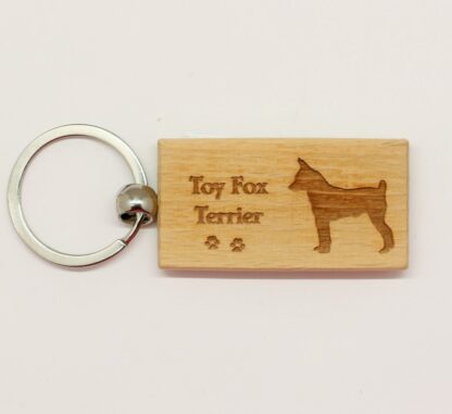 Toy Fox Terrier Wood Keychain