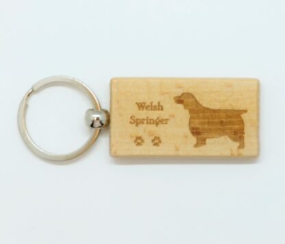 Welsh Springer Spaniel Wood Keychain