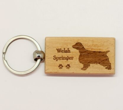 Welsh Springer Spaniel Wood Keychain