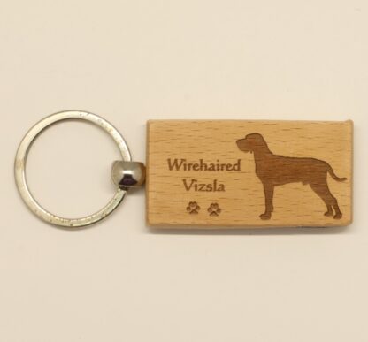 Wirehaired Vizsla Wood Keychain