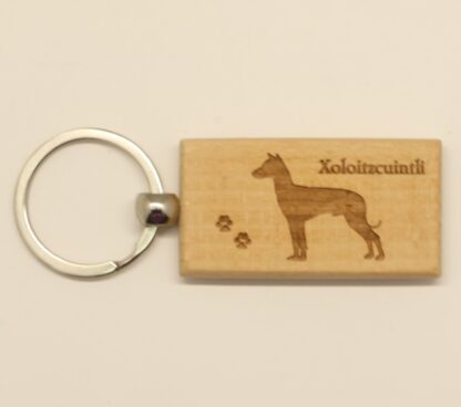 Xoloitzcuintli Wood Keychain