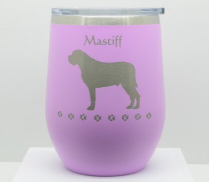 PC 12 oz wine tumbler engraved with Mastiff