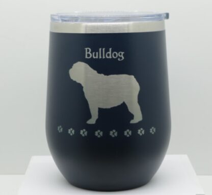 PC 12 oz wine tumbler engraved with Bulldog