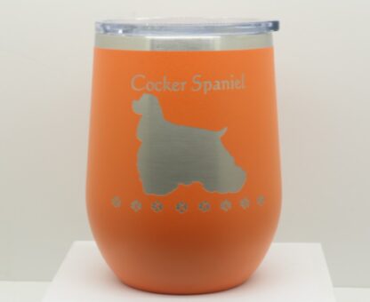 PC 12 oz wine tumbler engraved with Cocker Spaniel