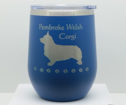 PC 12 oz wine tumbler engraved with Pembroke Welsh Corgi